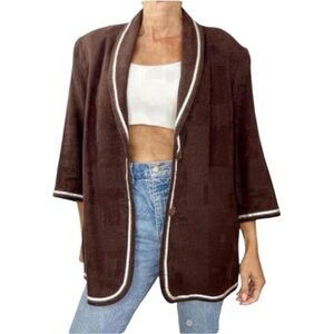 Addition Elle brown linen blend 3/4 sleeve jacket blazer 16